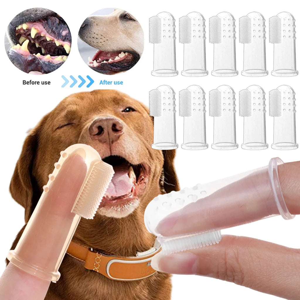1-20pcs Pet Silicone Finger Toothbrush Soft Cots Cats Dogs Brushing Accessories Pet Teeth Oral Cleaning Supplies Removing Tartar