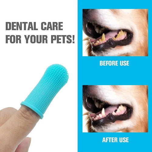 1PC Dog Super Soft Pet Finger Toothbrush Teeth Cleaning Bad Breath Care Nontoxic Silicone Tooth Brush Tool Dog Cat Supplies