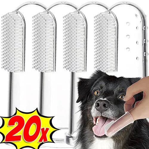 1-20pcs Pet Silicone Finger Toothbrush Soft Cots Cats Dogs Brushing Accessories Pet Teeth Oral Cleaning Supplies Removing Tartar
