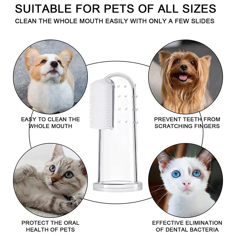1-20pcs Pet Silicone Finger Toothbrush Soft Cots Cats Dogs Brushing Accessories Pet Teeth Oral Cleaning Supplies Removing Tartar